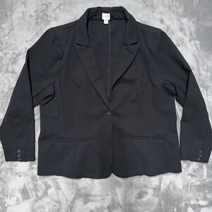 J Crew  Jacket Womens 18 Black Ponte Work Blazer Stretch Business Minimalist